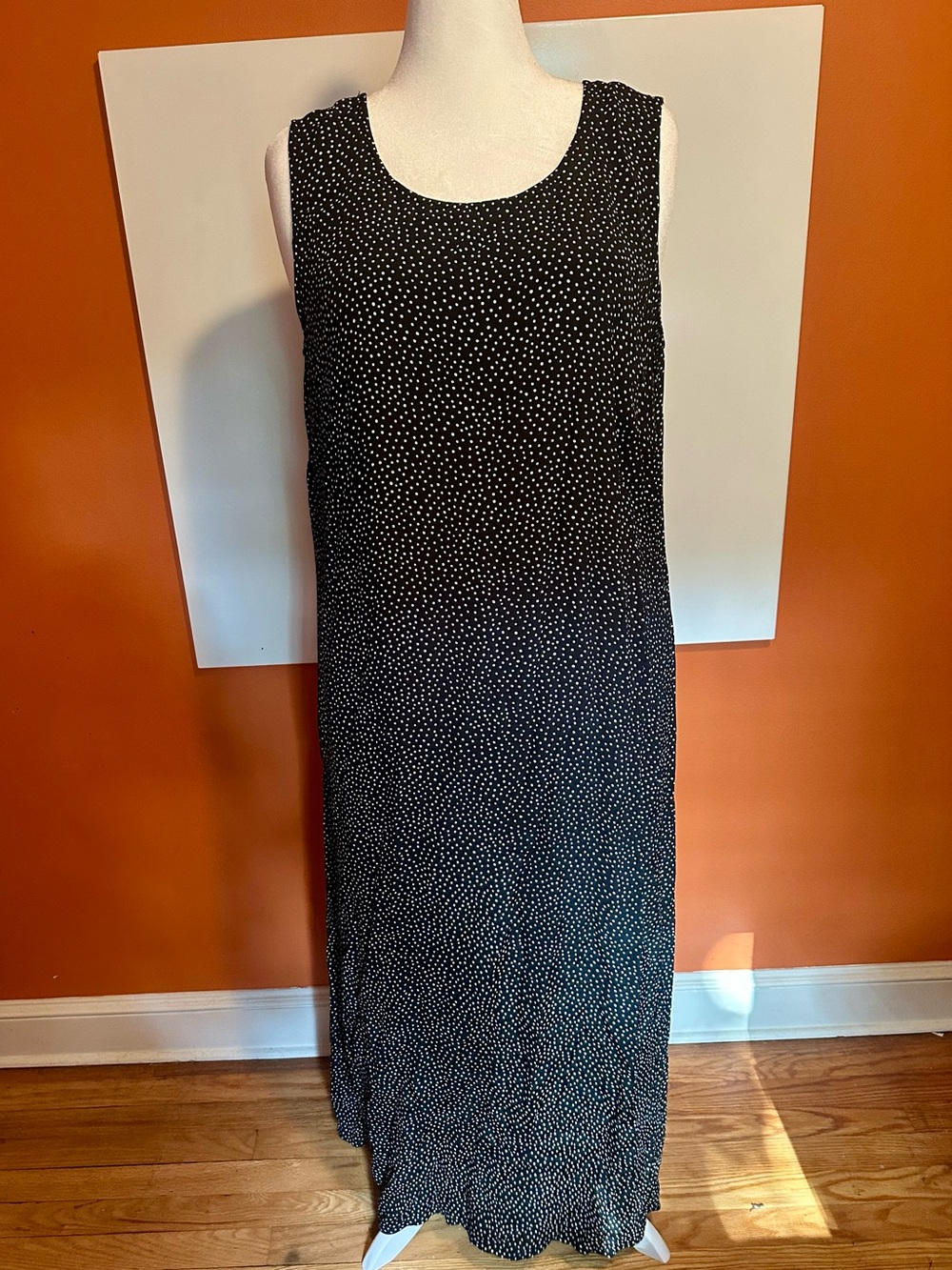 Coldwater Creek Black & White Polka Dot Maxi Dress Sleeveless Plus Size 1X